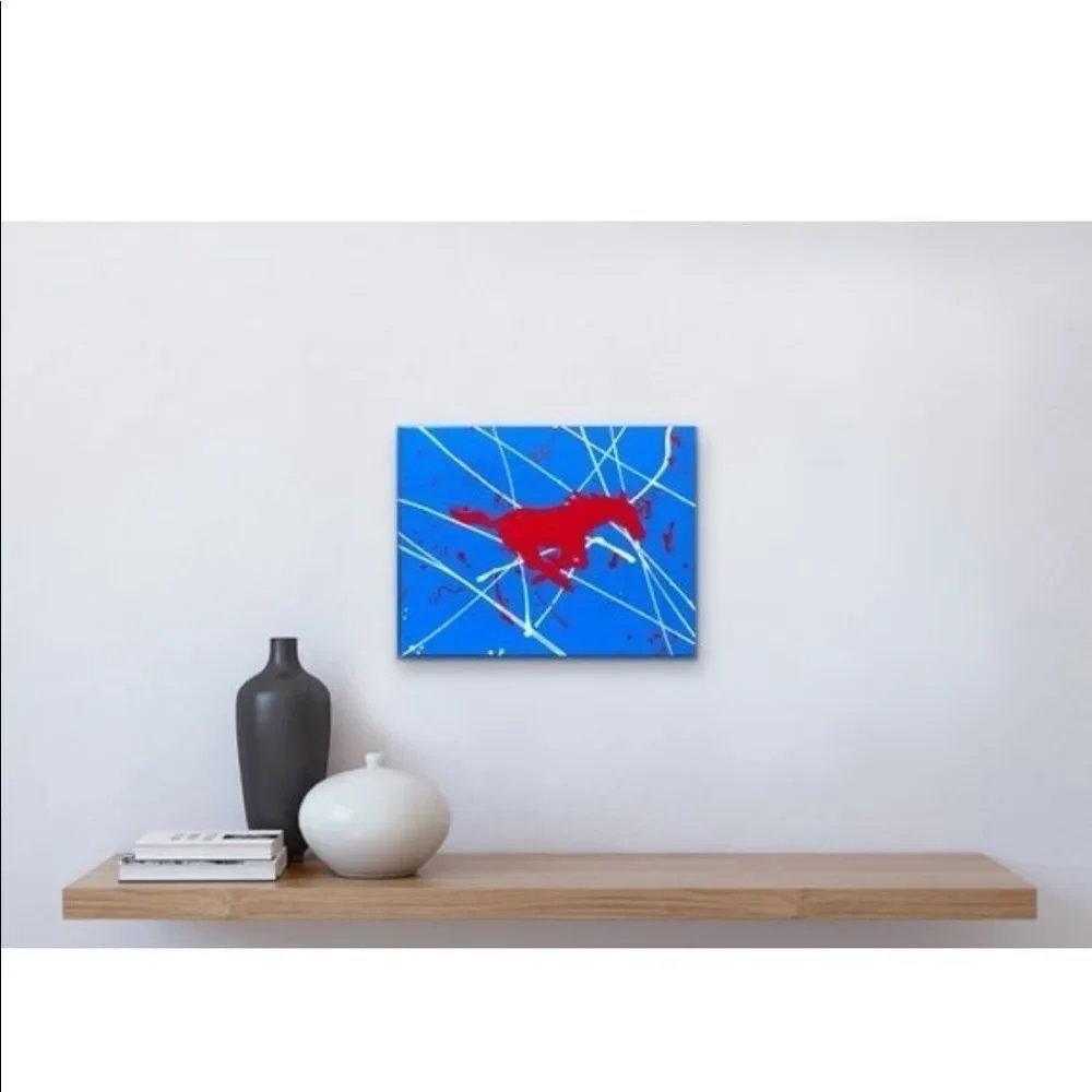 Hand painted SMU Mustang painting 8 x 10